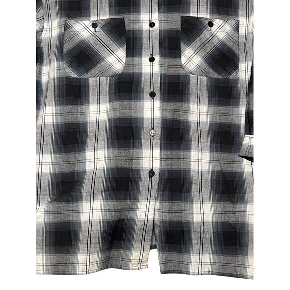 Class by Just Class Women Plaid Long Sleeve Button-Up Shirt Size L Black & White - Picture 6 of 16